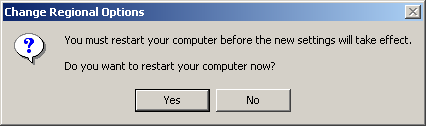 Windows 2000 'Change Regional Options' dialog box